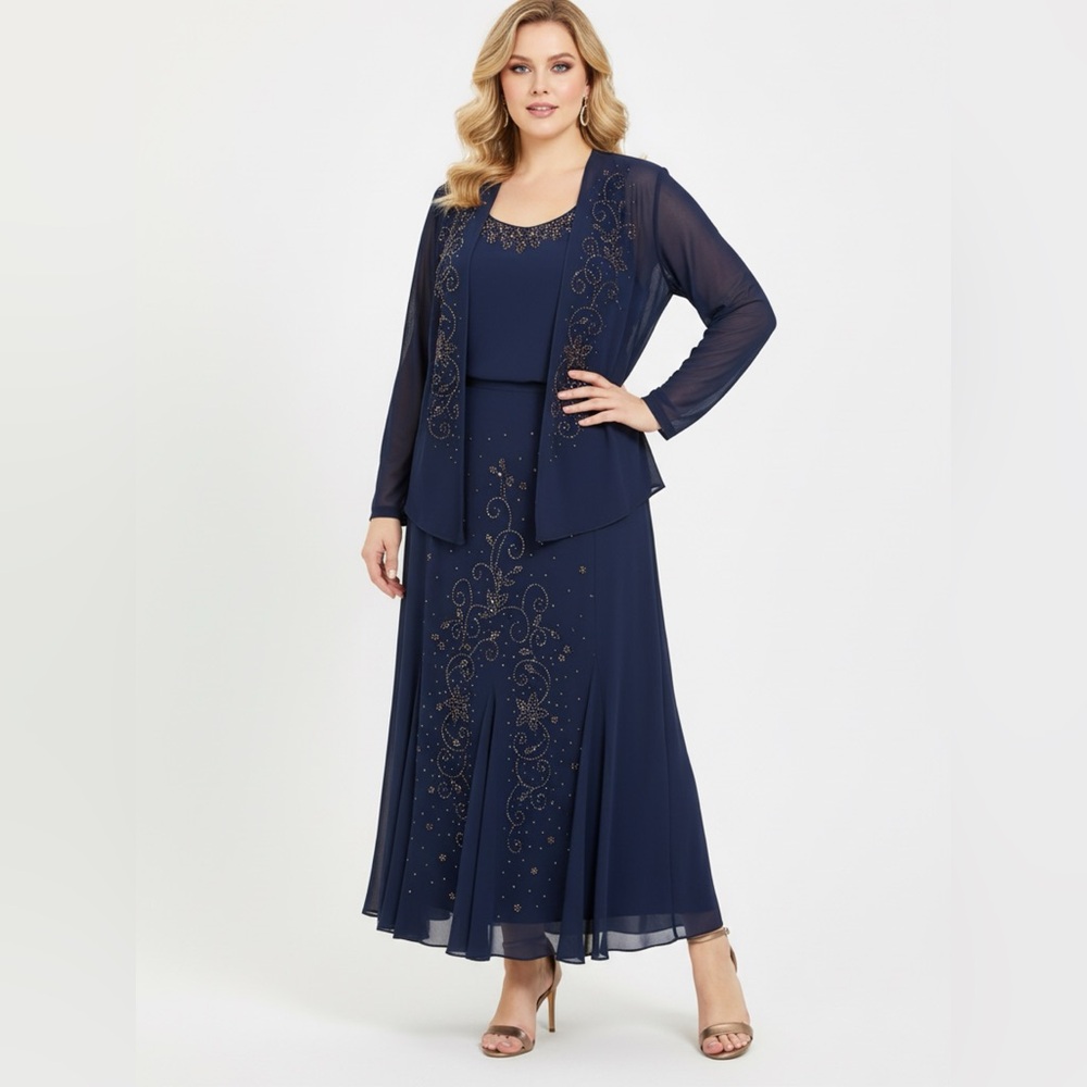 Elegant Blue Dress with Jacket